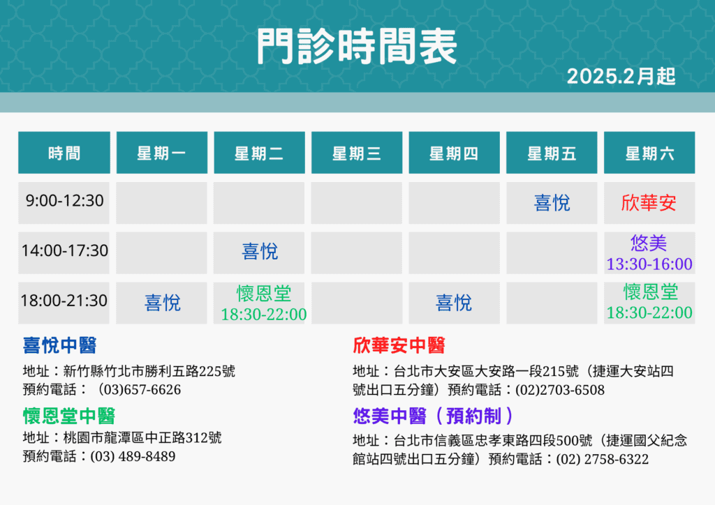 Clinic schedule